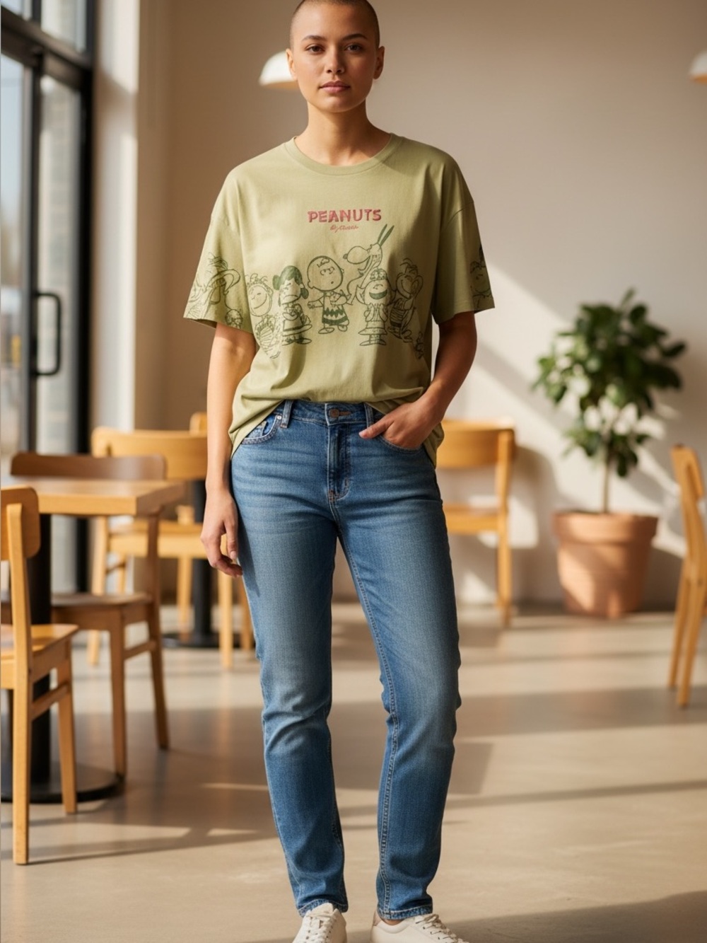 Peanuts Green Graphic Tee for Kids - Light Green